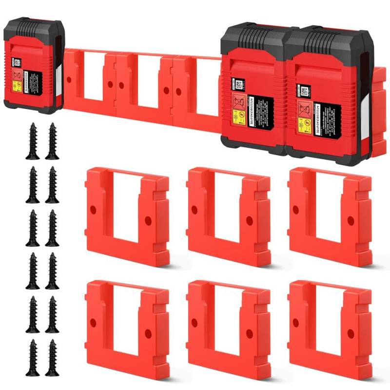 6 Stück Batteriehalter für Einhell 18V Serie Batterie, mit 12 Schrauben, TPDL Akku-Aufbewahrungsgestell Akku-Dockhalterung Kompatibel mit Einhell PXC 18V Akkus, für Arbeitswagen, Racks, Werkzeugkästen von Fouvin