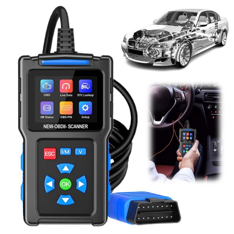 Fouvin OBD2 Diagnosegerät Auto, Auto OBD2 Scanner Codeleser mit DTC-Definition, 9 OBD2 Modi, 9 Sprachen, Spannungserkennung, KFZ-Fehlercode-Lesegerät von Fouvin