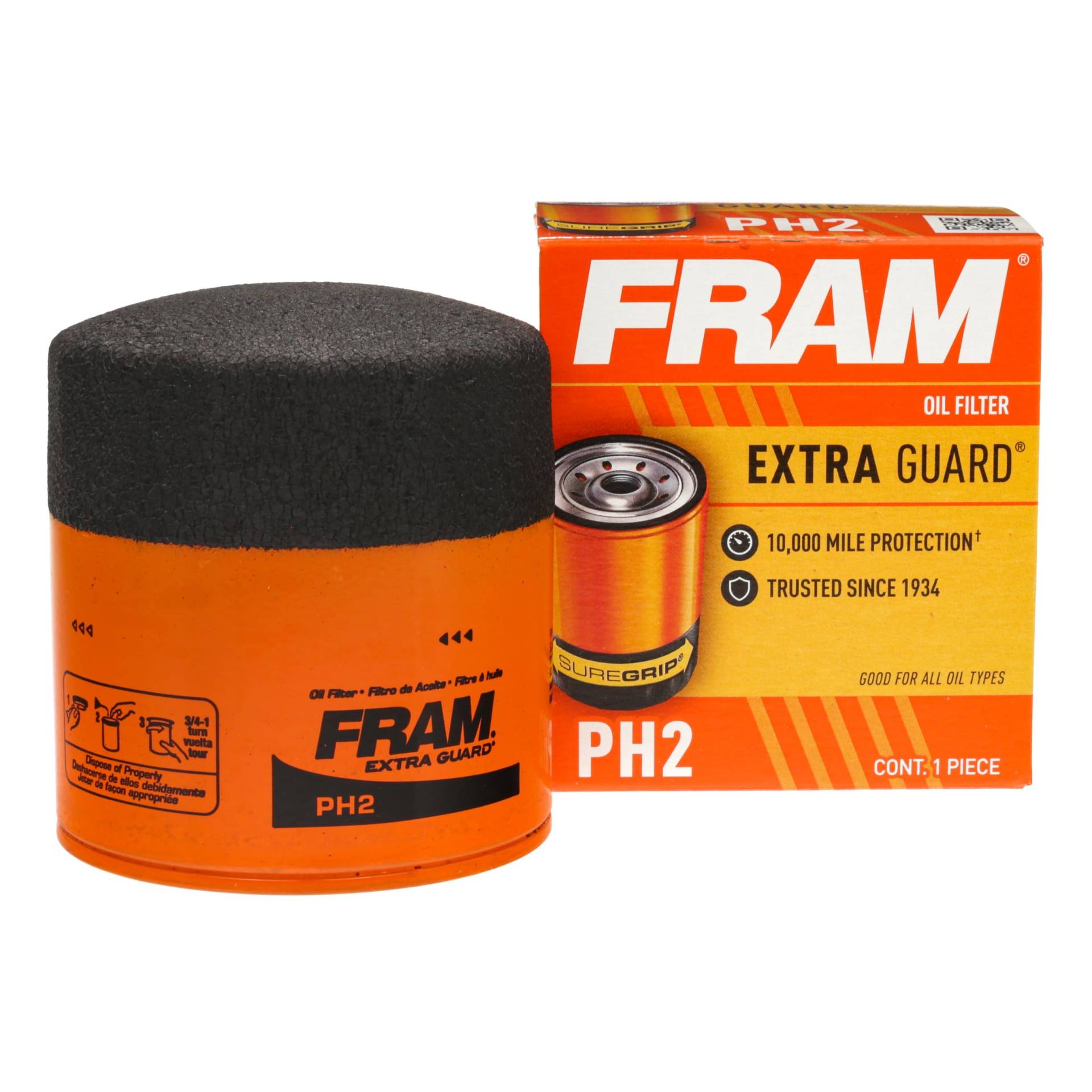 FRAM Extra Guard PH2, 10K Mile Change Automotive Replacement Interval Spin-On Engine Oil Filter for Select Vehicle Models von Fram