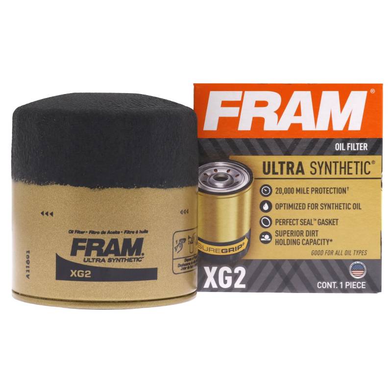 FRAM Ulta Synthetischer Automobil-Ersatz-Ölfilter, entwickelt für synthetischen Ölwechsel, hält bis zu 20 km, XG2 mit SureGrip (1 Stück) von Fram