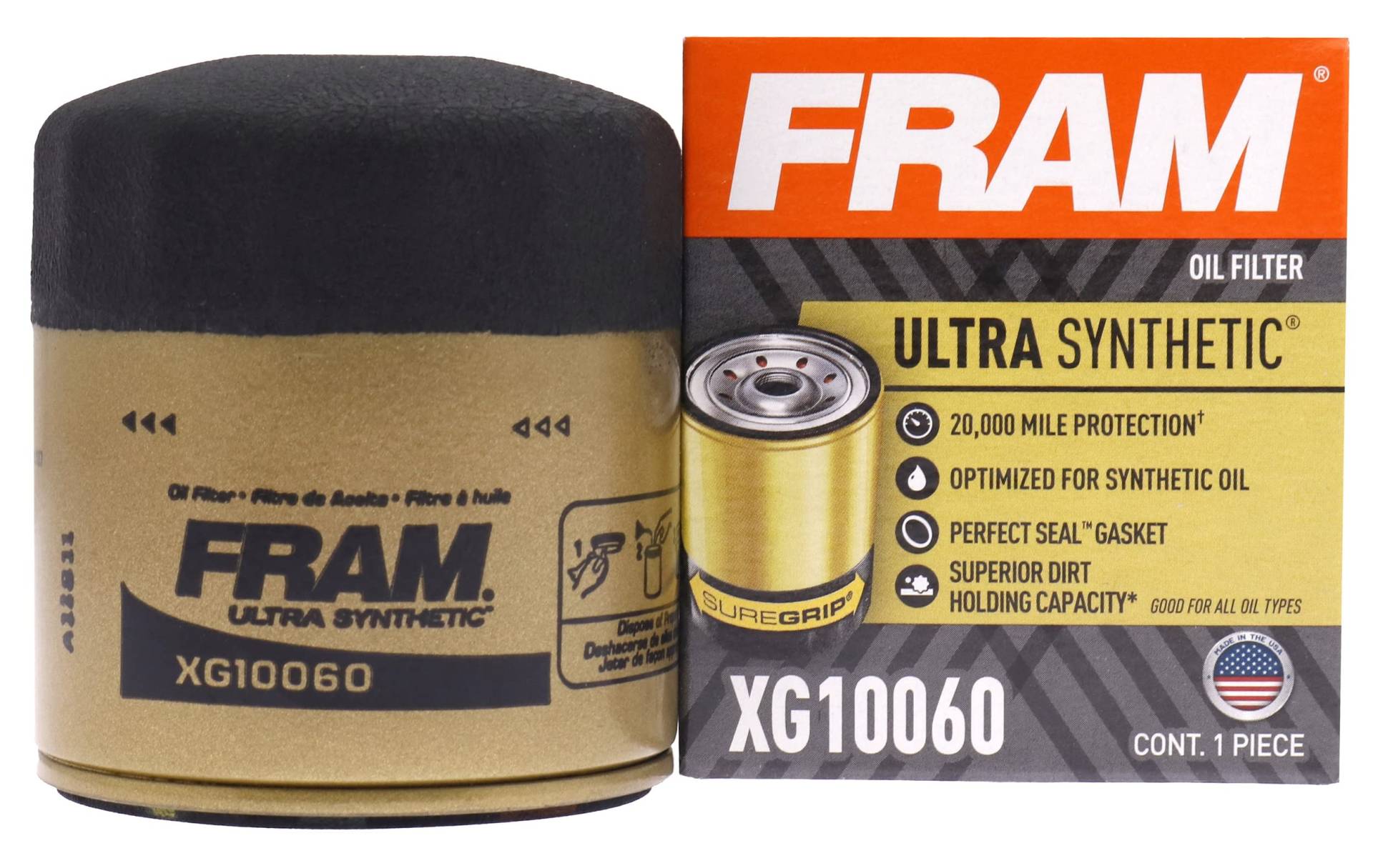 FRAM Ultra Synthetic 20.000 Mile Protection Oil Filter XG10060 with SureGrip (1 Stück) von Fram