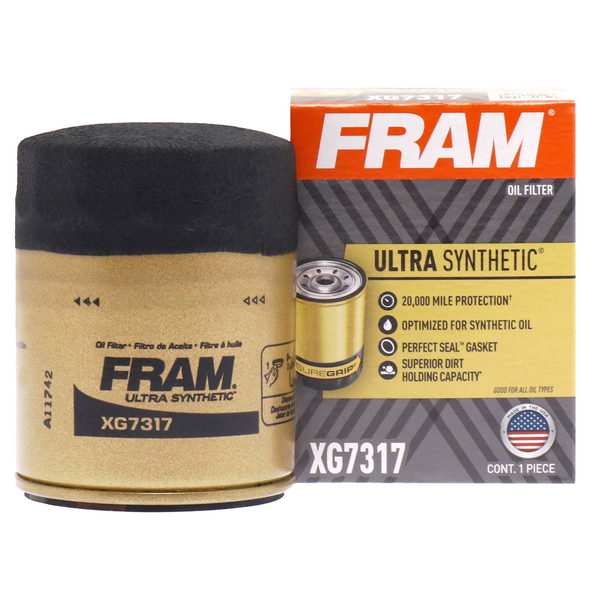 FRAM Ultra Synthetic 20.000 Mile Protection Oil Filter XG7317 with SureGrip (1 Stück) von Fram