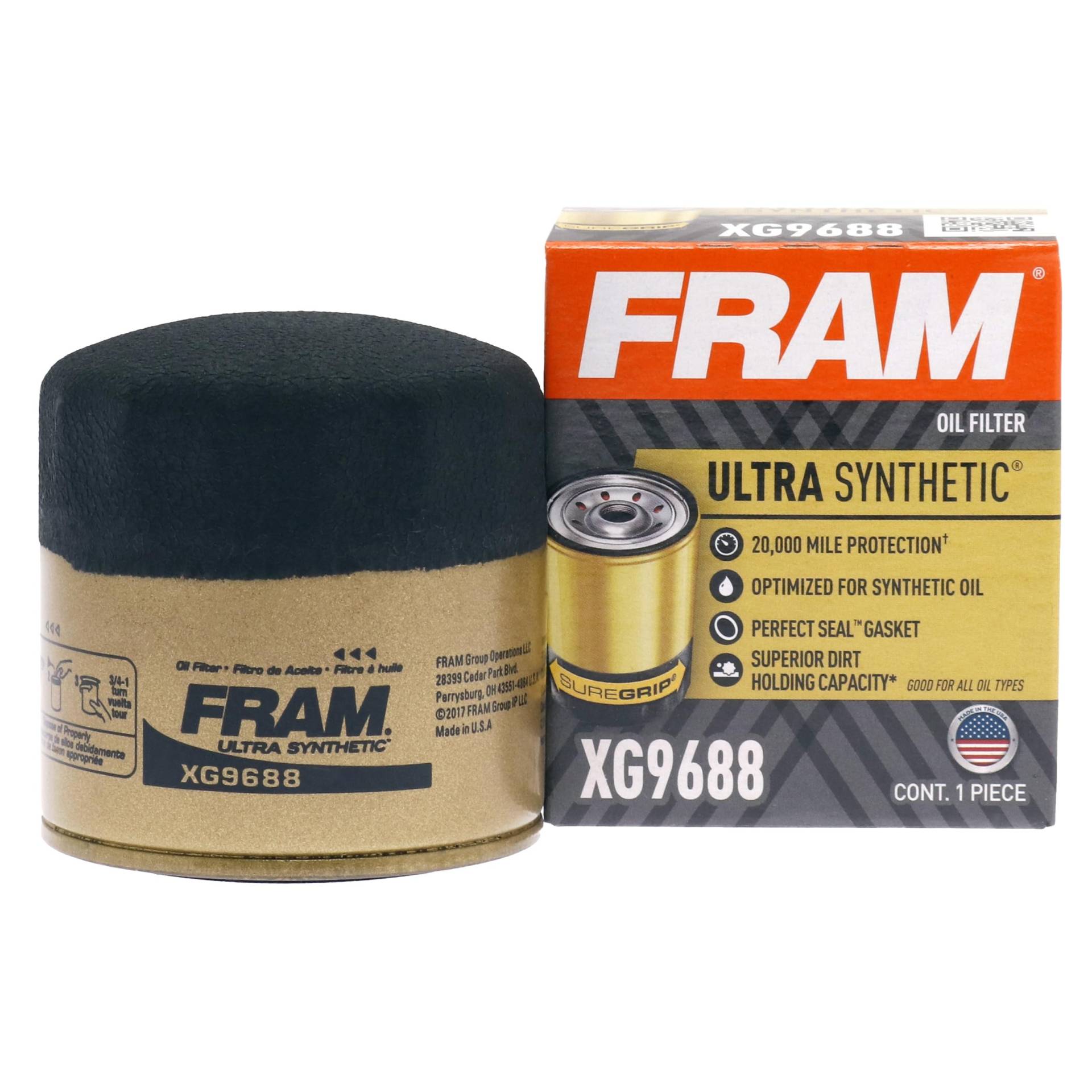 FRAM Ultra Synthetic 20.000 Mile Protection Oil Filter XG9688 with SureGrip (1 Stück) von Fram