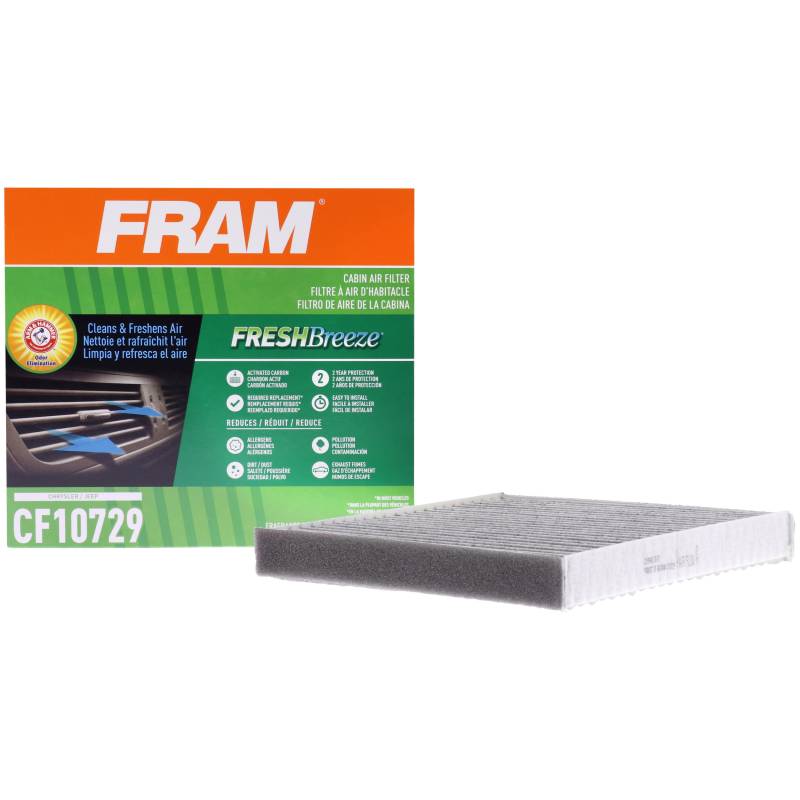 Fram Fresh Breeze CF10729 Innenraumfilter mit Arm & Hammer Backpulver für ausgewählte Chrysler, Dodge und Jeep Fahrzeuge, weiß von Fram