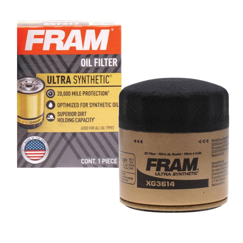 Fram Ultra Synthetic XG3614, 20.000 Meilen-Wechselintervall Spin-On Ölfilter mit SureGrip von Fram