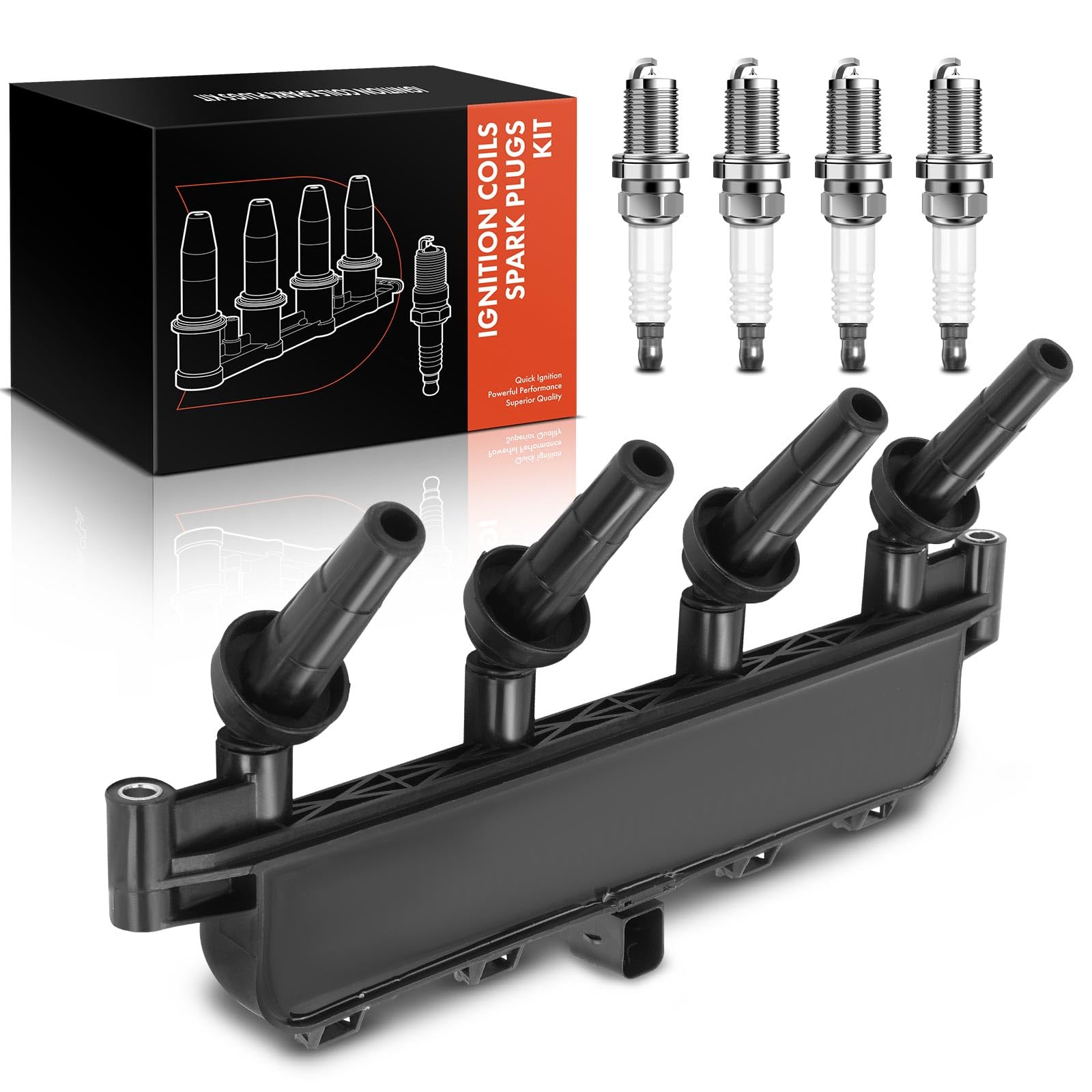 Frankberg 1x Zündspule+4x Zündkerze Kompatibel mit 206 2A/C 1.1L 1.4L 2000-2008 Berlingo MF 1.1L 1.4L 1996-2008 Xsara N1 1.4L 2000-2005 Replace# 597072 von Frankberg