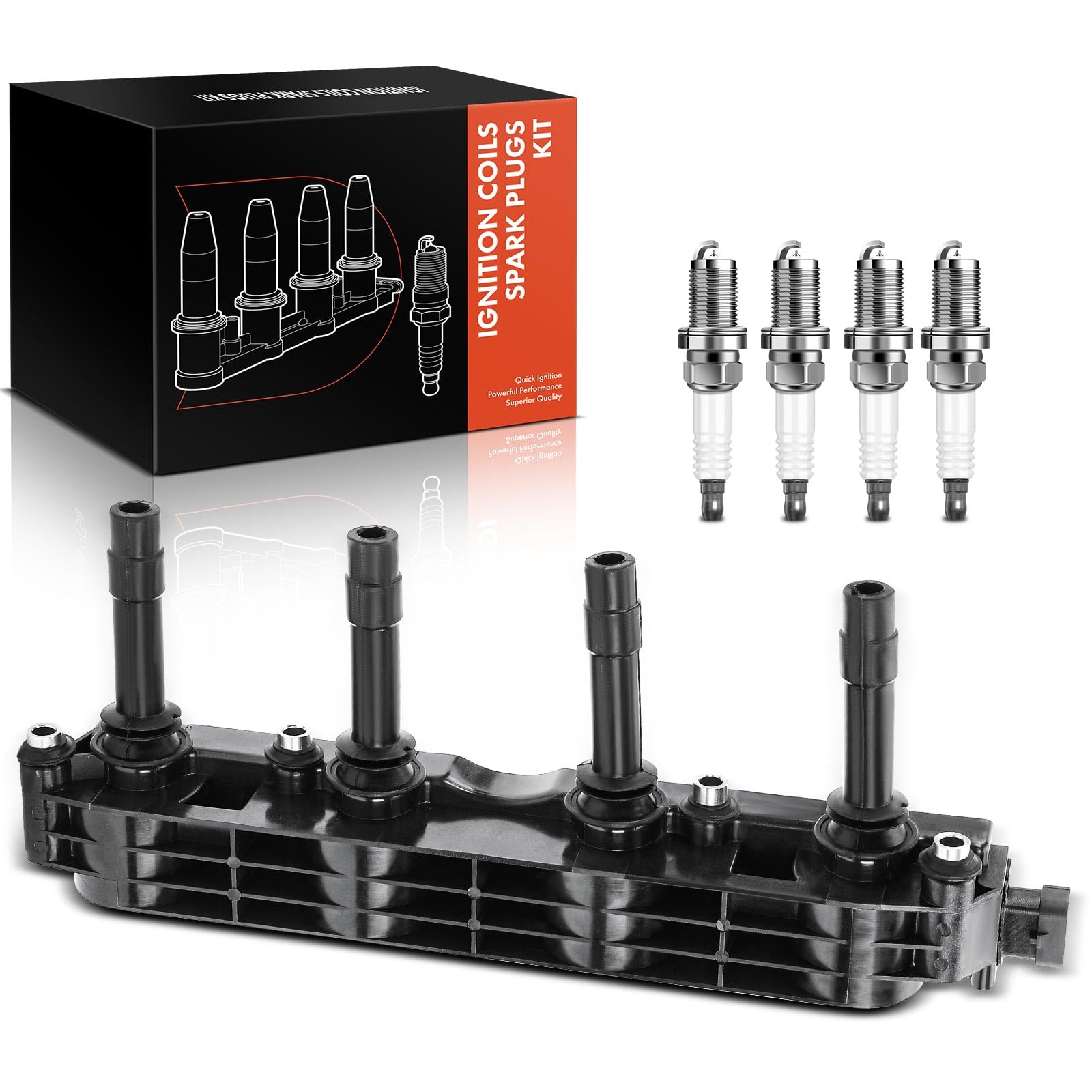 Frankberg 1x Zündspule+4x Zündkerze Kompatibel mit Astra G Caravan T98 1.4L 1.6L 1998-2004 Corsa C X01 1.4L 2000-2009 Vectra B J96 1.6L 1995-2002 Replace# 0242229654 von Frankberg