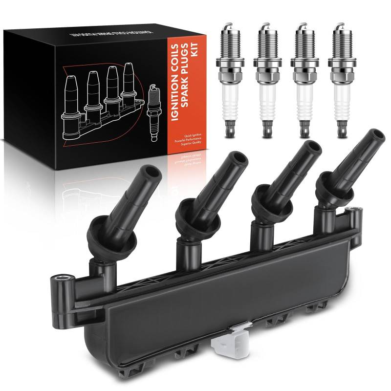 Frankberg 1x Zündspule+4x Zündkerze Kompatibel mit Berlingo MF TU1JP TU3JP 1998-2010 206 Schrägheck 2A/C TU1JP TU3JP 2000-2008 306 7B N3 N5 TU5JP 2000-2001 Replace# 596319 von Frankberg