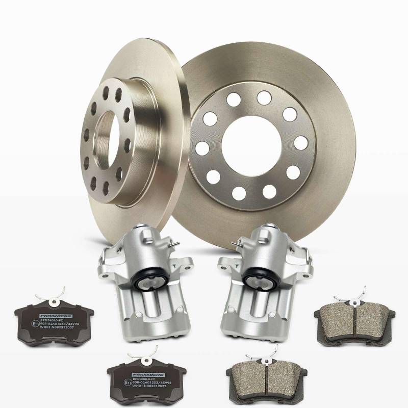 Frankberg 2x Bremssattel + 2x Bremsscheiben + 4x Bremsbeläge Kompatibel mit A4 8E2 2000-2004 Passa.t Variant 3C5 2.0L 2005-2011 Toura.n 1T1 1T2 2006-2010 Replace# 1J0698451 von Frankberg