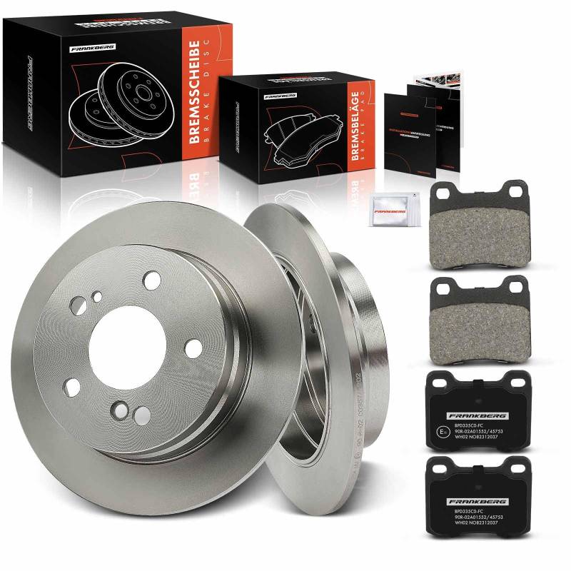 Frankberg 2x Bremsscheiben + 4x Bremsbeläge Hinten Kompatibel mit 124 Coupe C124 220-300 2.2L-3.0L 1987-1993 C-Klasse W202 C180-C280 1.8L-2.8L 1993-2000 Replace# 0004209820 von Frankberg