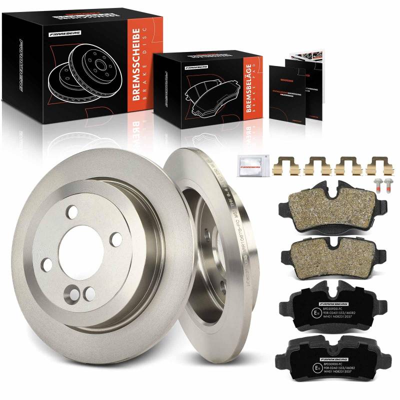Frankberg 2x Bremsscheiben + 4x Bremsbeläge Hinten Kompatibel mit Min.i R50 R53 1.6L 2006-2006 Min.i Clubman R55 1.4L-2.0L 2007-2014 Replace# 34211503070 von Frankberg