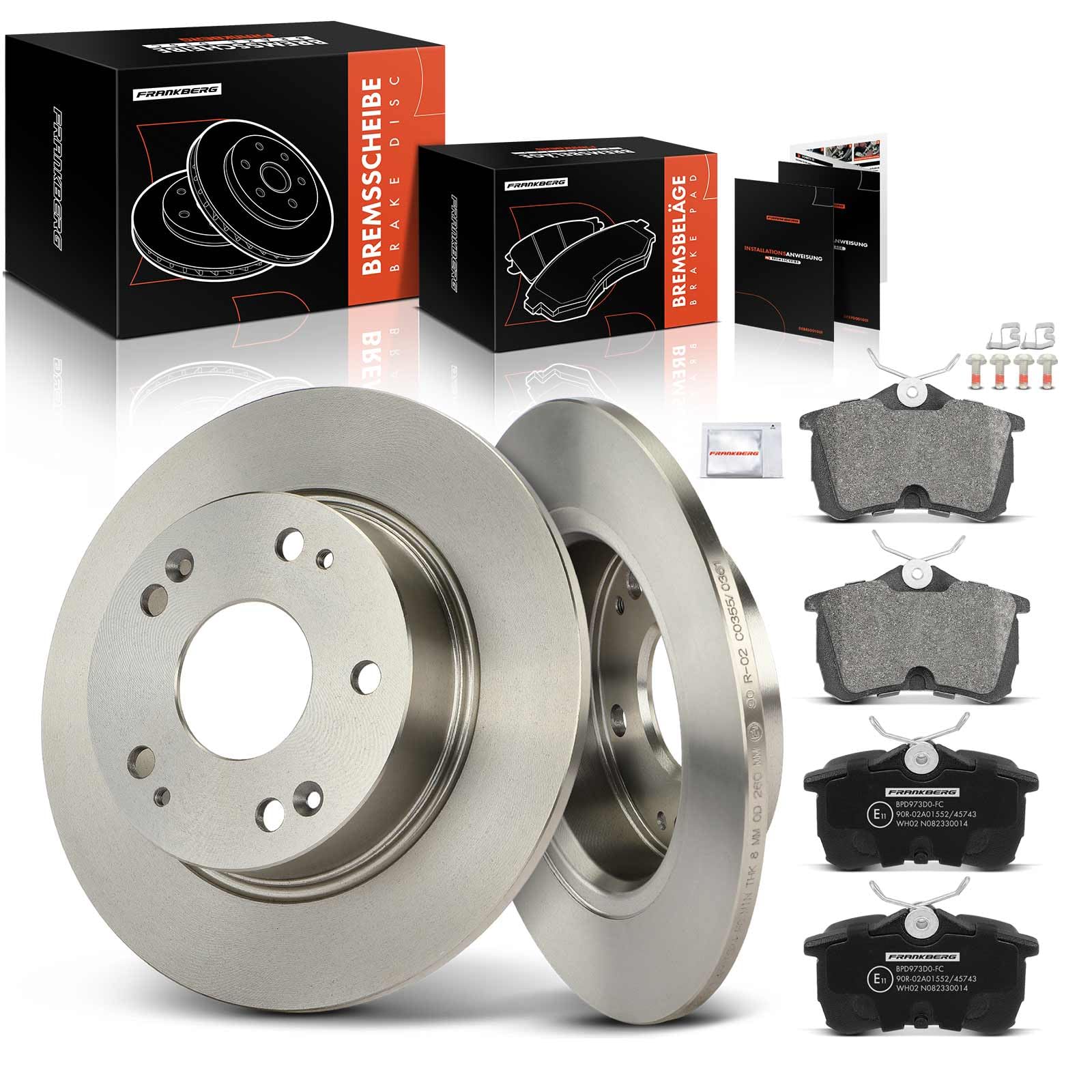 Frankberg 2x Bremsscheiben + 4x Bremsbeläge Hinterachse Kompatibel mit Accord VII CL CN 2.0L 2.2L 2.4L 2003-2008 Replace# 43022S1AE03 Frankberg 2x Bremsscheiben + 4x Bremsbeläge Hinterachse Kompatibel mit Accord VII CL CN 2.0L 2.2L 2.4L 2003-2008 Replace# 43022S1AE03 von Frankberg