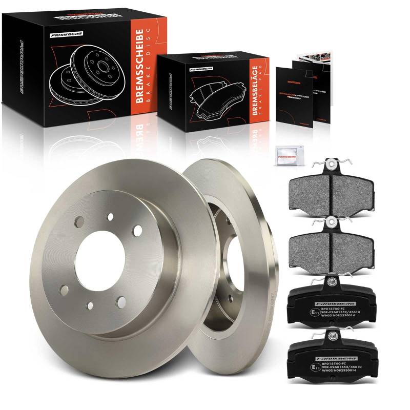 Frankberg 2x Bremsscheiben + 4x Bremsbeläge Hinterachse Kompatibel mit Almera II N16 1.5L-2.2L 2000-2006 Primera P10 1.6L-2.0L 1990-1996 Primera P11 2.0L 1996-2001 Replace# 440603F025 von Frankberg