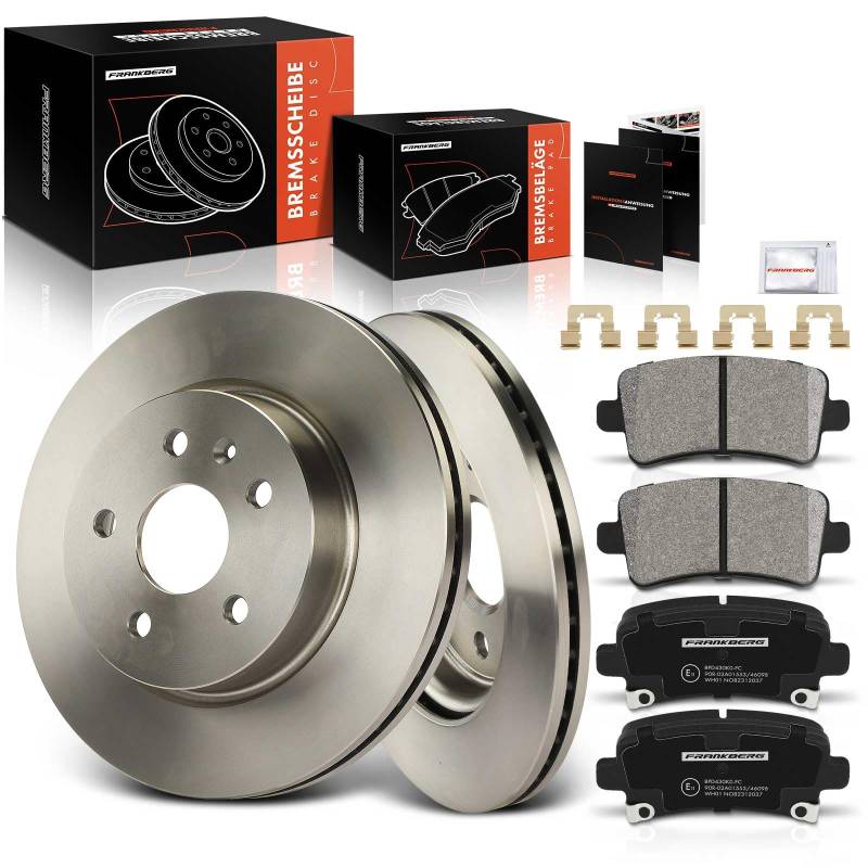 Frankberg 2x Bremsscheiben + 4x Bremsbeläge Hinterachse mit Bremsenschmiermittel Kompatibel mit Insignia A G09 2008-2017 Malibu V300 2012-2015 9-5 Replace# 13237765 von Frankberg