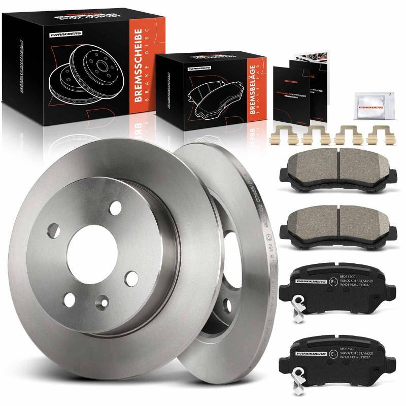 Frankberg 2x Bremsscheiben + 4x Bremsbeläge Mit bremsenschmiermittel Hinterachse Kompatibel mit Astra G F07 F08 F35 F48 F67 T98 1998-2009 Replace# 569108 1605122 von Frankberg