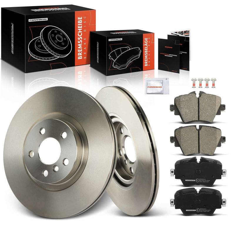 Frankberg 2x Bremsscheiben + 4x Bremsbeläge Vorderachse Kompatibel mit 1er F40 120d xDrive 2.0L 2019-2024 2 Gran Coupe F44 220d 2.0L 2019-2024 Replace# 34116865713 34106860019 von Frankberg