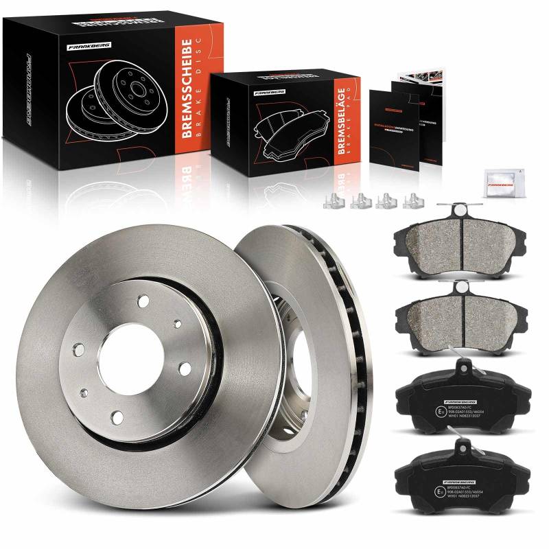 Frankberg 2x Bremsscheiben + 4x Bremsbeläge Vorderachse Kompatibel mit Carisma Stufenheck DA 1.3L-1.9L 2000-2006 V40 Kombi 645 1.6L-2.0L 1997-2004 Replace# 24012401591 4544210010 von Frankberg