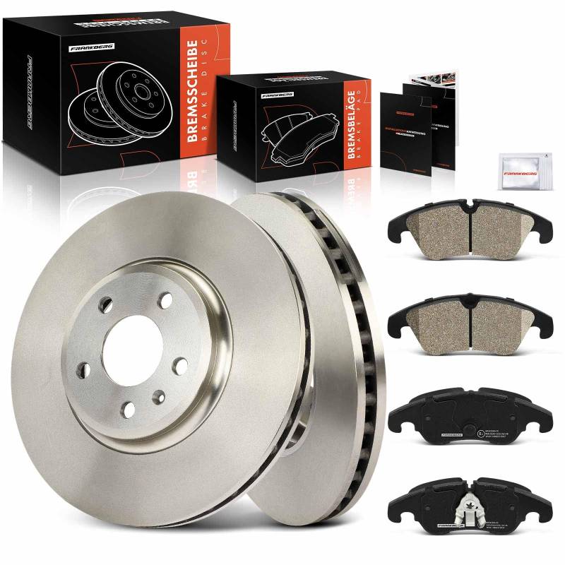 Frankberg 2x Bremsscheiben + 4x Bremsbeläge mit Bremsenschmiermittel Vorderachse Kompatibel mit A4 8K2 B8 2007-2015 A4 Allroad 8KH B8 2009-2016 A5 8T3 2007-2017 Replace# 4G0698151AA von Frankberg
