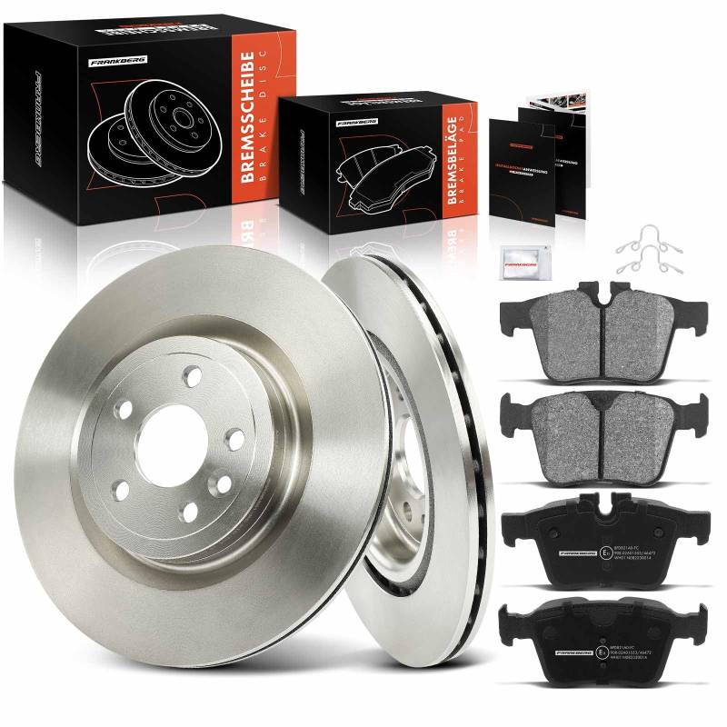 Frankberg 2x Bremsscheiben 4x Bremsbeläge Hinten mit Bremsenschmiermittel Kompatibel mit Discovery Sport L550 1.5L-2.2L 2014-2024 Replace# 31471265 LR090699 von Frankberg