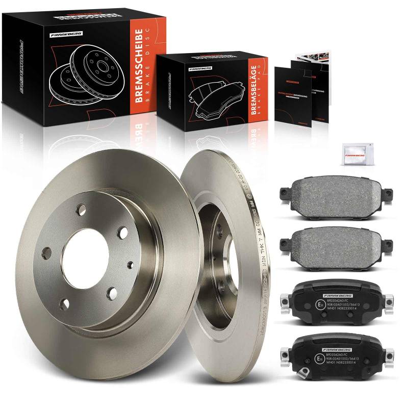 Frankberg 2x Bremsscheiben 4x Bremsbeläge mit Bremsenschmiermittel Hinten Kompatibel mit 3 BM BN 1.5L-2.2L 2013-2019 3 Stufenheck BM BN 1.5L-2.2L 2013-2019 Replace# B45G26251A von Frankberg
