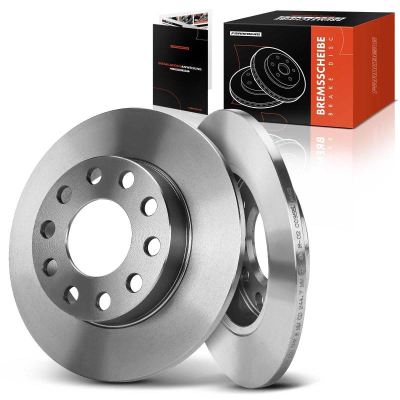 Frankberg 2x Bremsscheiben Bremsscheibe Hinterachse Links Rechts Kompatibel mit A4 8E2 B6 1.6L 2000-2004 Exeo 3R2 1.6L 2009-2010 80 8C B4 2.2L 1993-1994 Replace# 8E0615601B von Frankberg