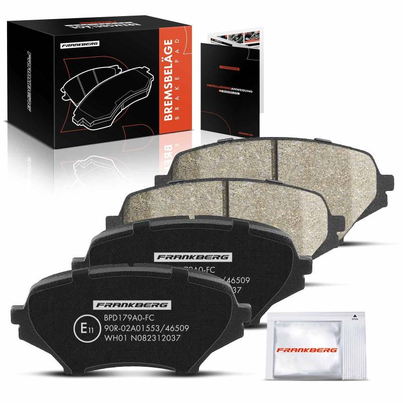 Frankberg 4x Bremsbeläge Bremsbelagsatz Vorderachse Links Rechts Kompatibel mit MX-5 III NC 1.8L 2005-2014 MX-5 III NC 2.0L 2005-2014 Replace# NFY73328ZA von Frankberg