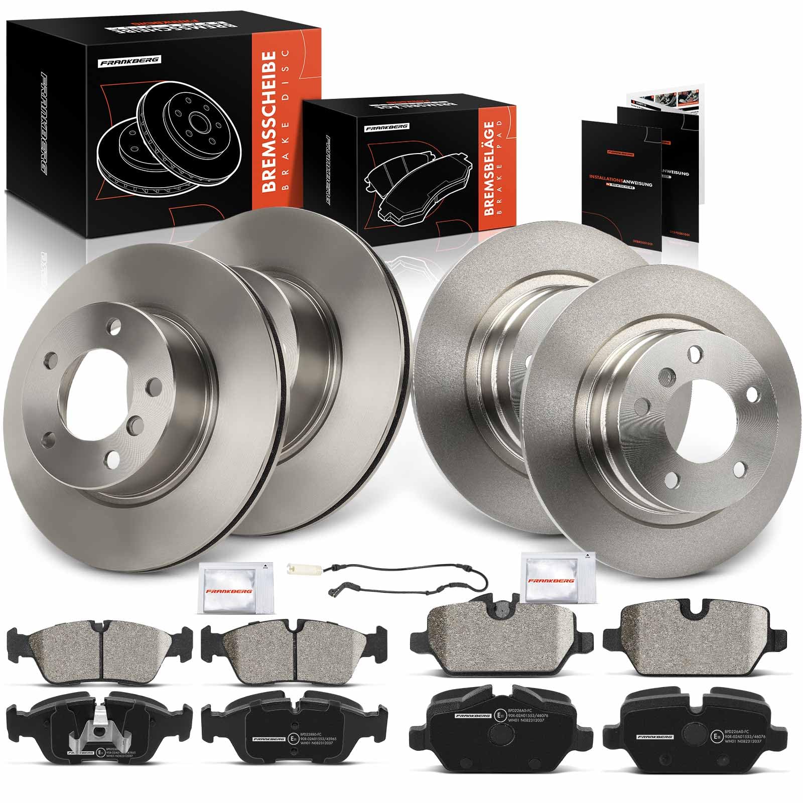 Frankberg 4x Bremsscheiben + 8x Bremsbeläge mit Bremsenschmiermittel Kompatibel mit 1er E87 120i 2004-2007 3er E90 316 318 320 2004-2011 Replace# 34116764641 34116769763 Frankberg 4x Bremsscheiben + 8x Bremsbeläge mit Bremsenschmiermittel Kompatibel mit 1er E87 120i 2004-2007 3er E90 316 318 320 2004-2011 Replace# 34116764641 34116769763 von Frankberg