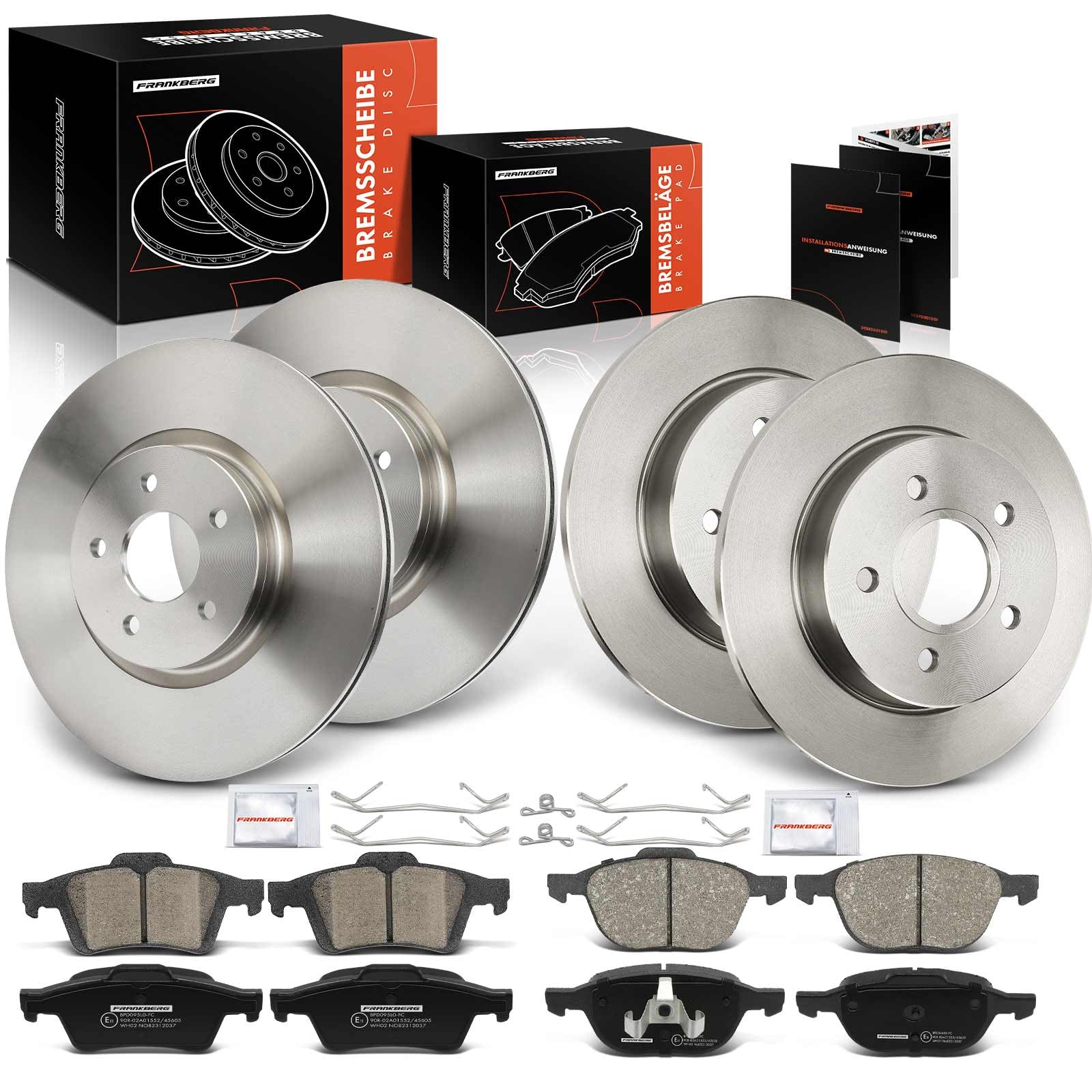 Frankberg 4x Bremsscheiben + 8x Bremsbeläge mit Bremsenschmiermittel Kompatibel mit Focus C-Max DM2 2003-2007 Focus II DA DP HCP 2004-2012 Replace# 3M512C375A1D Frankberg 4x Bremsscheiben + 8x Bremsbeläge mit Bremsenschmiermittel Kompatibel mit Focus C-Max DM2 2003-2007 Focus II DA DP HCP 2004-2012 Replace# 3M512C375A1D von Frankberg