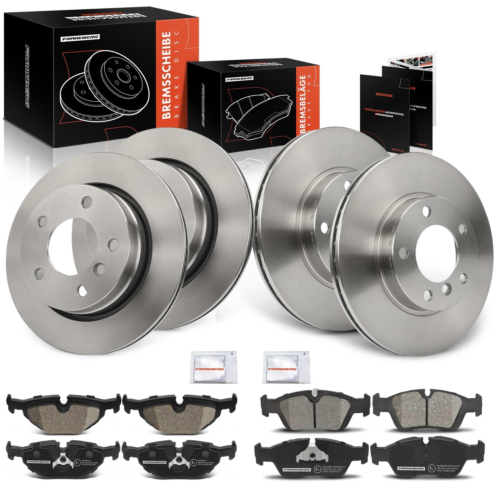 Frankberg 4x Bremsscheiben + 8x Bremsbeläge mit Bremsenschmiermittel Vorderachse Hinterachse Kompatibel mit 3er E46 316-323 1998-2005 3er Cabriolet E46 318 2001-2006 Replace# 34111160674 Frankberg 4x Bremsscheiben + 8x Bremsbeläge mit Bremsenschmiermittel Vorderachse Hinterachse Kompatibel mit 3er E46 316-323 1998-2005 3er Cabriolet E46 318 2001-2006 Replace# 34111160674 von Frankberg