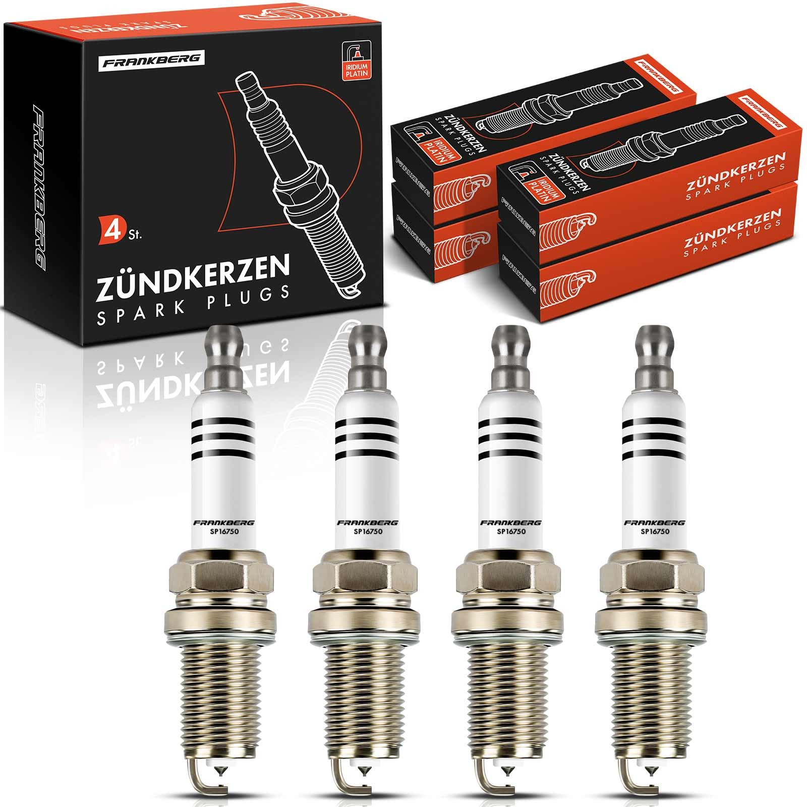 Frankberg 4x Zündkerze Zündkerzen Kompatibel mit A3 8P1 1.8L-2.0L 2004-2012 A4 8EC B7 2.0L 2004-2008 Golf V 1K1 2.0L 2004-2009 Polo 6C1 6R1 2.0L 2013-2014 Replace# PFR7S8EG von Frankberg
