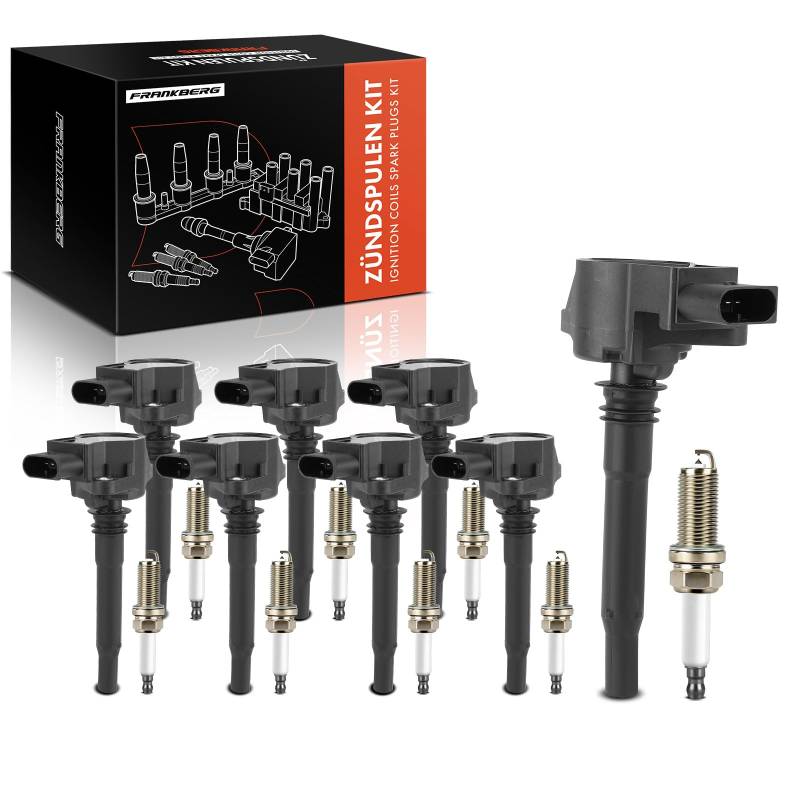 Frankberg 8x Zündspule + 8x Zündkerze Kompatibel mit C-Klasse W204 C63 AMG 6.2L 2008-2014 E-Klasse W212 E63 AMG 6.2L 2009-2015 CLK C209 63 AMG 6.2L 2006-2009 Replace# 1561500080 von Frankberg