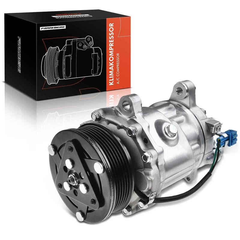 Frankberg Klimaanlagen Kompressor mit Kupplung Kompatibel mit Polo 6N2 Polo 6N1 55 Polo 6N1 100 Ibiza II 6K1 Lupo 60 6X1 Arosa 6H Replace# 6N0820803B, inkl. Öl vorbereift von Frankberg