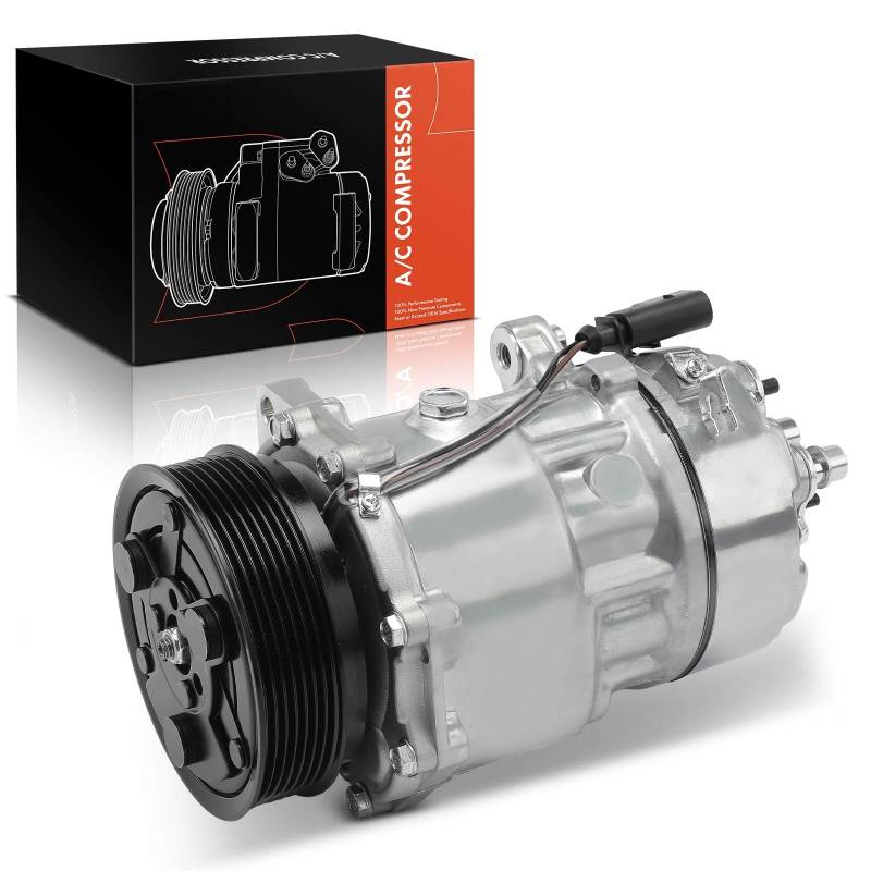 Frankberg Klimaanlagen Kompressor mit Kupplung Kompatibel mit A3 8L1/8P1 Oct.avia I 1U2/1U5 Golf IV 1J1/1E7/1J5 Polo 6KV2/6KV5 Bo.ra C.a.d.d.y Galaxy Leon Toledo Replace# 1J0820805 von Frankberg