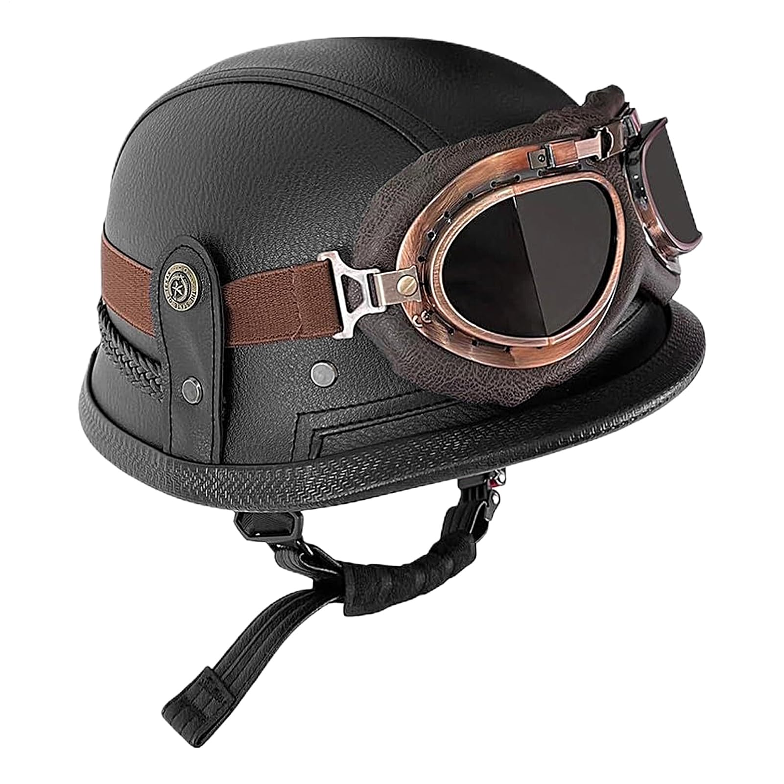 German Style Motorcycle Helmet, Protective Scooter Helmet, High Protection, Ventilated Design, Half Face Motorbike Head Gear for Adults, Motorcycling, Scooting, Riding, Black German Style Motorcycle Helmet, Protective Scooter Helmet, High Protection, Ventilated Design, Half Face Motorbike Head Gear for Adults, Motorcycling, Scooting, Riding, Black von Fravsiu