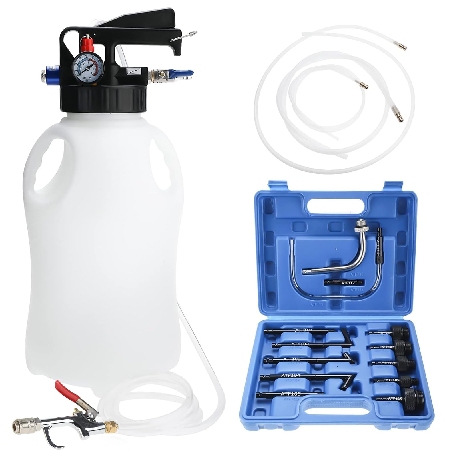 FreeTec Getriebeöl Einfüllgerät,10L Pneumatische Getriebeöl Pumpe, 2 en 1 Ölabsaugpumpe und Öl Einfüllgerät mit 14tlg ATF Adaptersatz für Auto Traktor FreeTec Getriebeöl Einfüllgerät,10L Pneumatische Getriebeöl Pumpe, 2 en 1 Ölabsaugpumpe und Öl Einfüllgerät mit 14tlg ATF Adaptersatz für Auto Traktor von FreeTec