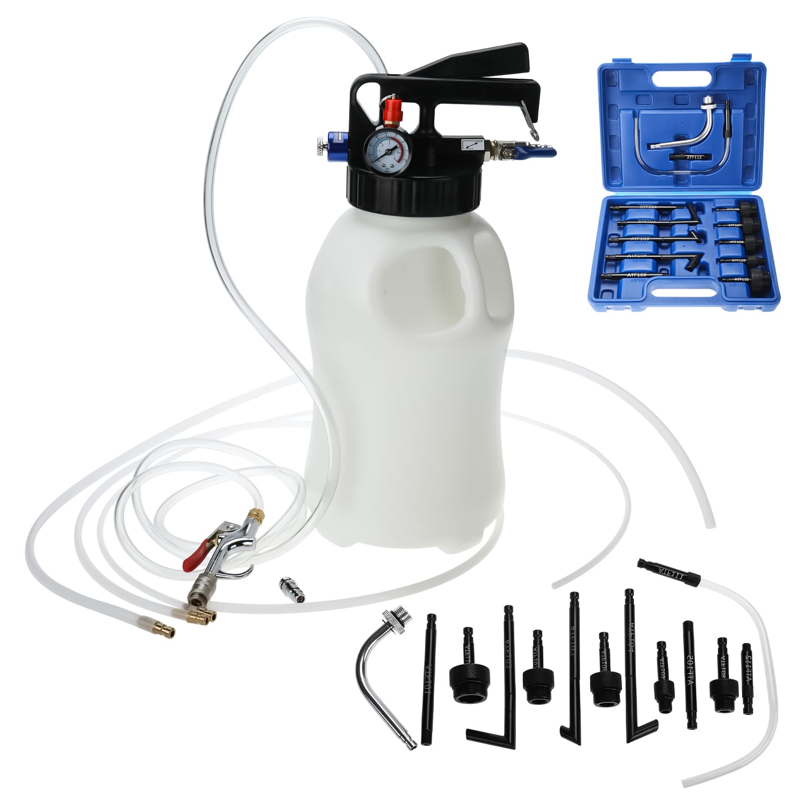 FreeTec Getriebeöl Einfüllgerät,6L Pneumatische Getriebeöl Pumpe, 2 en 1 Ölabsaugpumpe und Öl Einfüllgerät mit 14tlg ATF Adaptersatz für Auto Traktor FreeTec Getriebeöl Einfüllgerät,6L Pneumatische Getriebeöl Pumpe, 2 en 1 Ölabsaugpumpe und Öl Einfüllgerät mit 14tlg ATF Adaptersatz für Auto Traktor von FreeTec