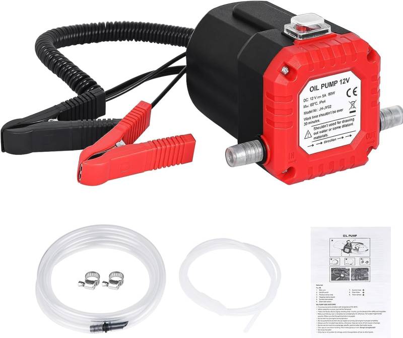 FreeTec Ölwechselpumpe, Absaugpumpe, 12 V, 80 W, Ölabsaugpumpe, Öl-Transferpumpe für Auto, Motorrad, Boot, Geländefahrzeug von FreeTec