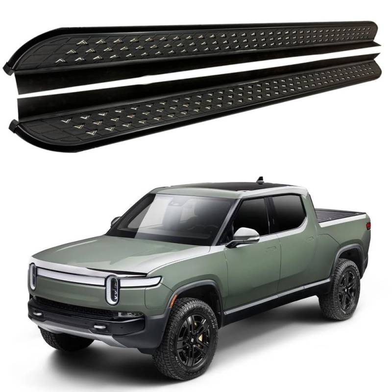 Feste 2 Stück Trittbretter passend für Rivian R1T 2022 2023 2024 2025 Seitenstufen Nerf Bars Zubehör mit Halterungen von Freedommy