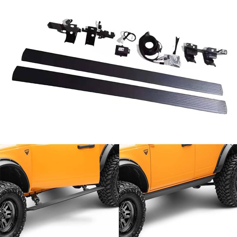Passend für 2005–2009 Range Rover Discovery 3 Power Deployable Side Steps Elektro Trittbrett Nerf Bars Aluminium komplett schwarz von Freedommy
