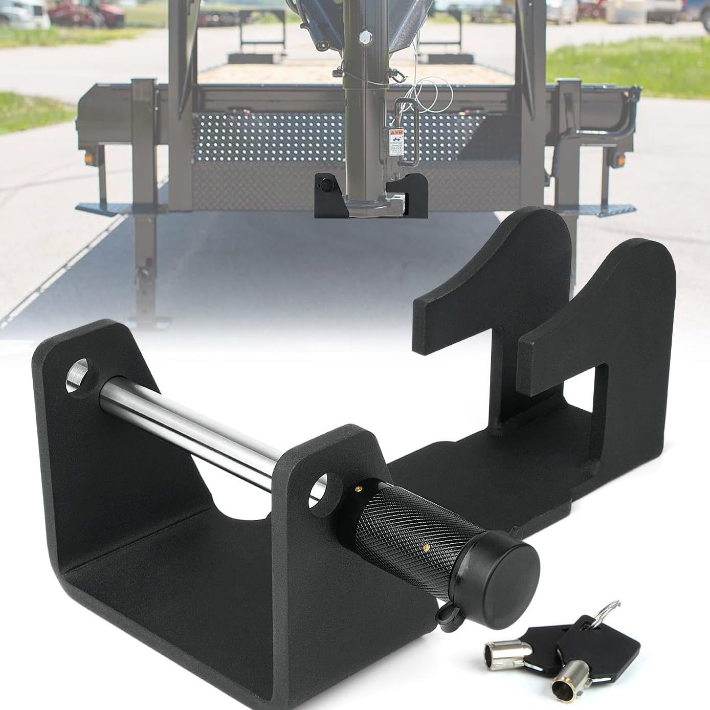 Robustes Schwanenhals-Anhängerschloss, Schwanenhals-Schloss, passend für schwere Anhänger, Viehtransporter und Wohnmobile, Schwarz Robustes Schwanenhals-Anhängerschloss, Schwanenhals-Schloss, passend für schwere Anhänger, Viehtransporter und Wohnmobile, Schwarz von Freedommy