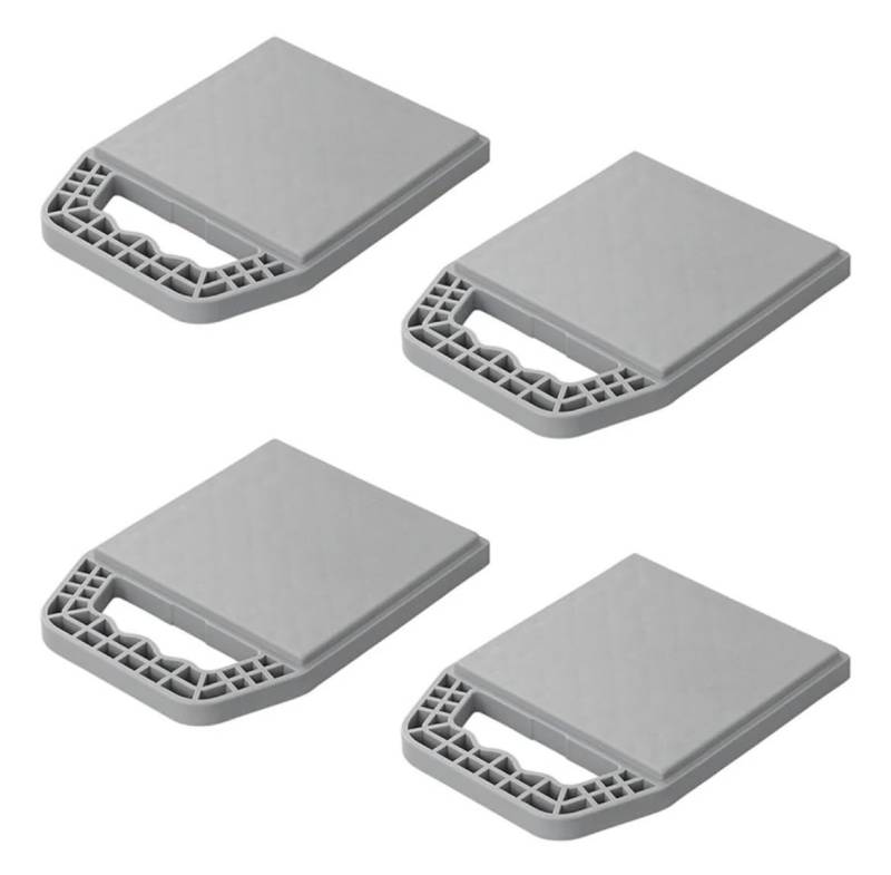 Freizeli 4 Stück Stützplatten stapelbar grau mit Griff Unterlegplatten Jack Pads Stützplatten für Wohnwagen Wohnmobil von Freizeli