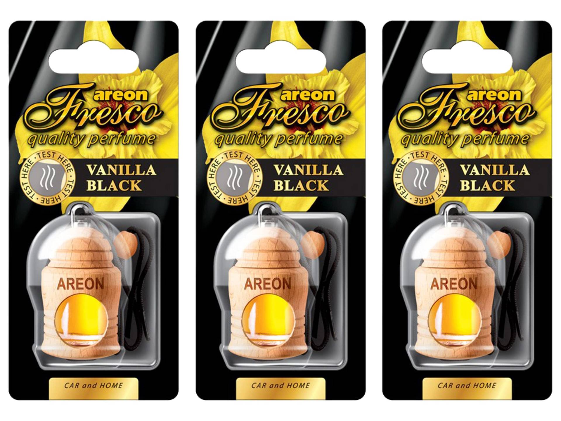 Fresco Areon Lufterfrischer für Auto und Zuhause, Vanille, Schwarz, 3 Stück Fresco Areon Lufterfrischer für Auto und Zuhause, Vanille, Schwarz, 3 Stück von Fresco