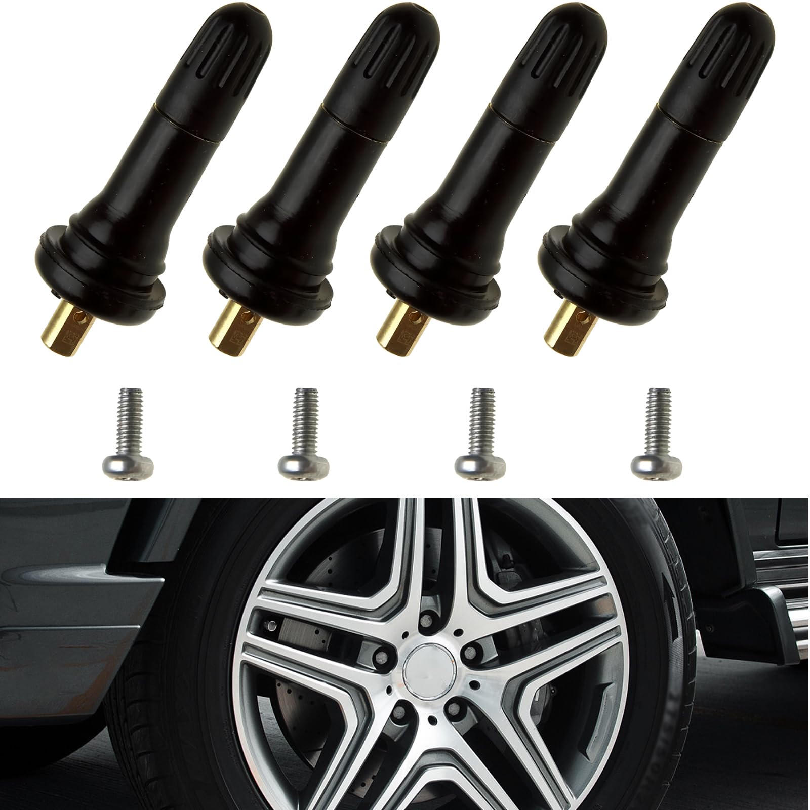 TPMS Reifenventilschäfte – 4 Stück Gummi-Ventilschäfte für TPMS-Sensoren, langlebige Auto-Ventilschäfte, Ersatz für Reifendruckkontrollsystem, explosionsgeschütztes Reifenventilschaft, Reifenwerkzeug TPMS Reifenventilschäfte – 4 Stück Gummi-Ventilschäfte für TPMS-Sensoren, langlebige Auto-Ventilschäfte, Ersatz für Reifendruckkontrollsystem, explosionsgeschütztes Reifenventilschaft, Reifenwerkzeug von Fresilkora