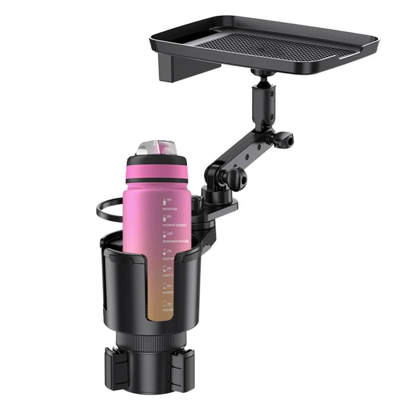Cup Halter Tablett Tisch - Autogetränkehalter Tablett, 372 -mm -Getränkehalterschale - Verstellbares ABS -Automobil -Lebensmittel -Tablett für Tassen, passt zu verschiedenen Tassenhaltern, ideal zum S von Frfik