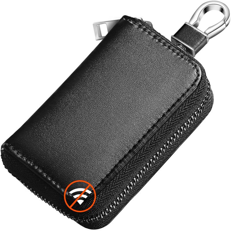 Faraday Taschen für Autoschlüsselanhänger, Kohlefaser, Auto-Signalblockiertaschen, Autoschlüsselhalter, Reißverschluss-Taschen für Autoschlüssel-Aufbewahrung (schwarz, klassischer Stil) von Frienda