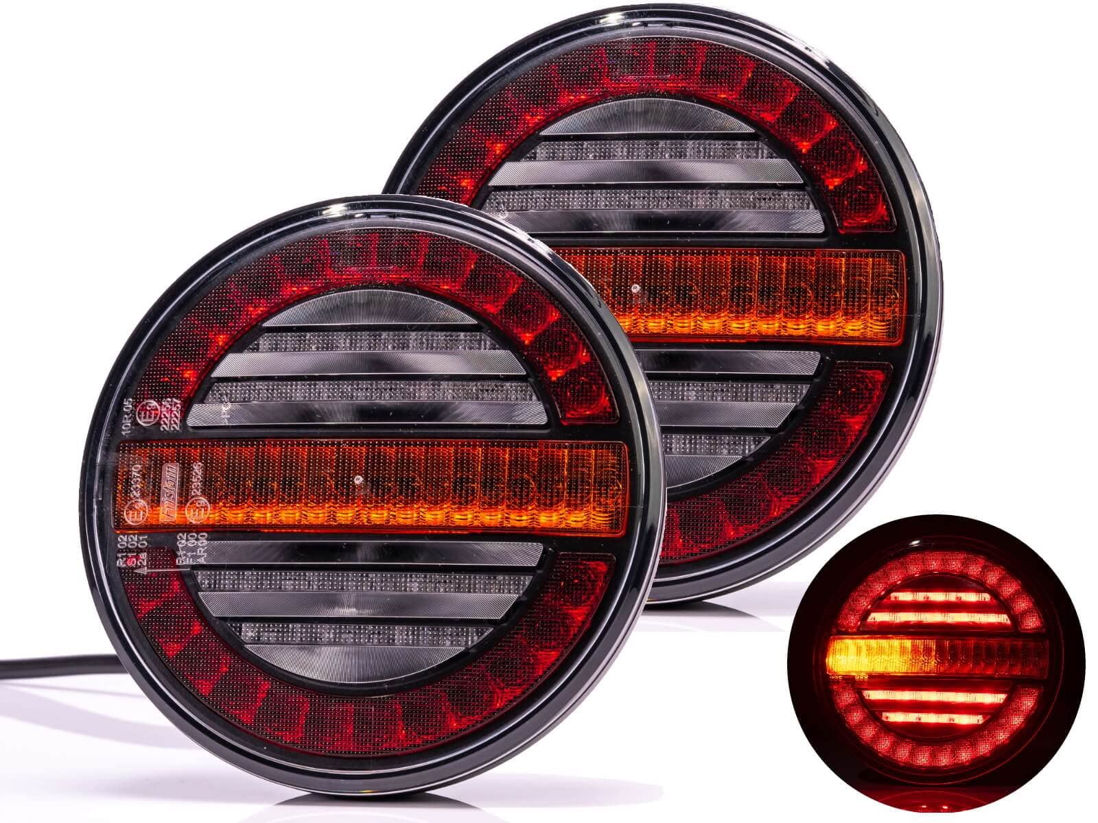 2X LED Rückleuchte 12V / 24V dynamischer Blinker rund Ø 140 mm von Fristom
