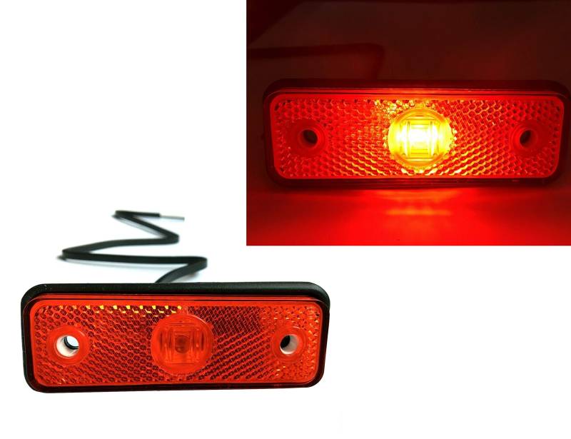 2x ROT LED Begrenzungsleuchte 12V 24V Umrissleuchte Anhänger LKW E-9 102x36x17 von Fristom