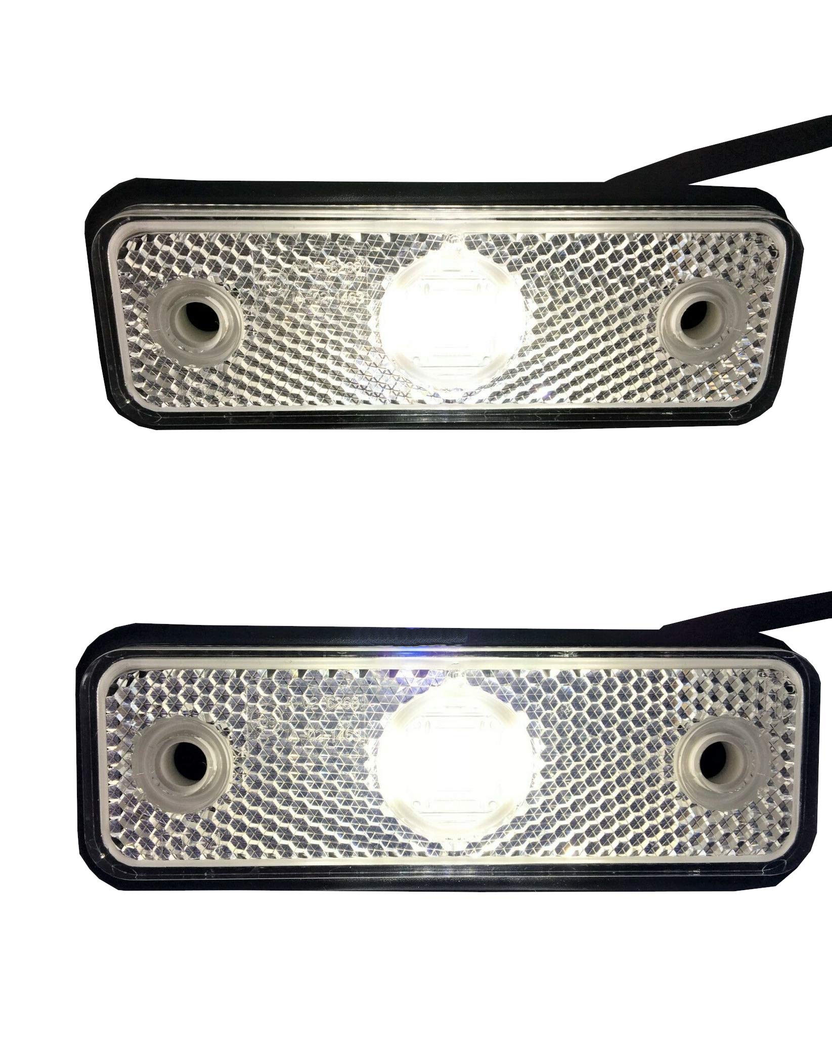 2x Weiß LED Begrenzungsleuchte 12V 24V Umrissleuchte Anhänger LKW E-9 102x36x17 von Fristom