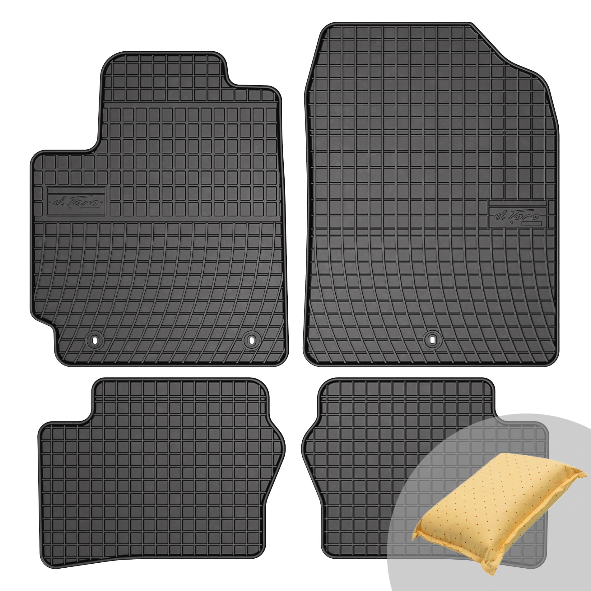 FROGUM EL Toro Gummimatten Ganzjähriges-Set von Autofussmatte Auto Fußmatten für Kia Picanto III ab 2017 | Beständiges Gummi Material | 1,5cm Schutzkante von Frogum