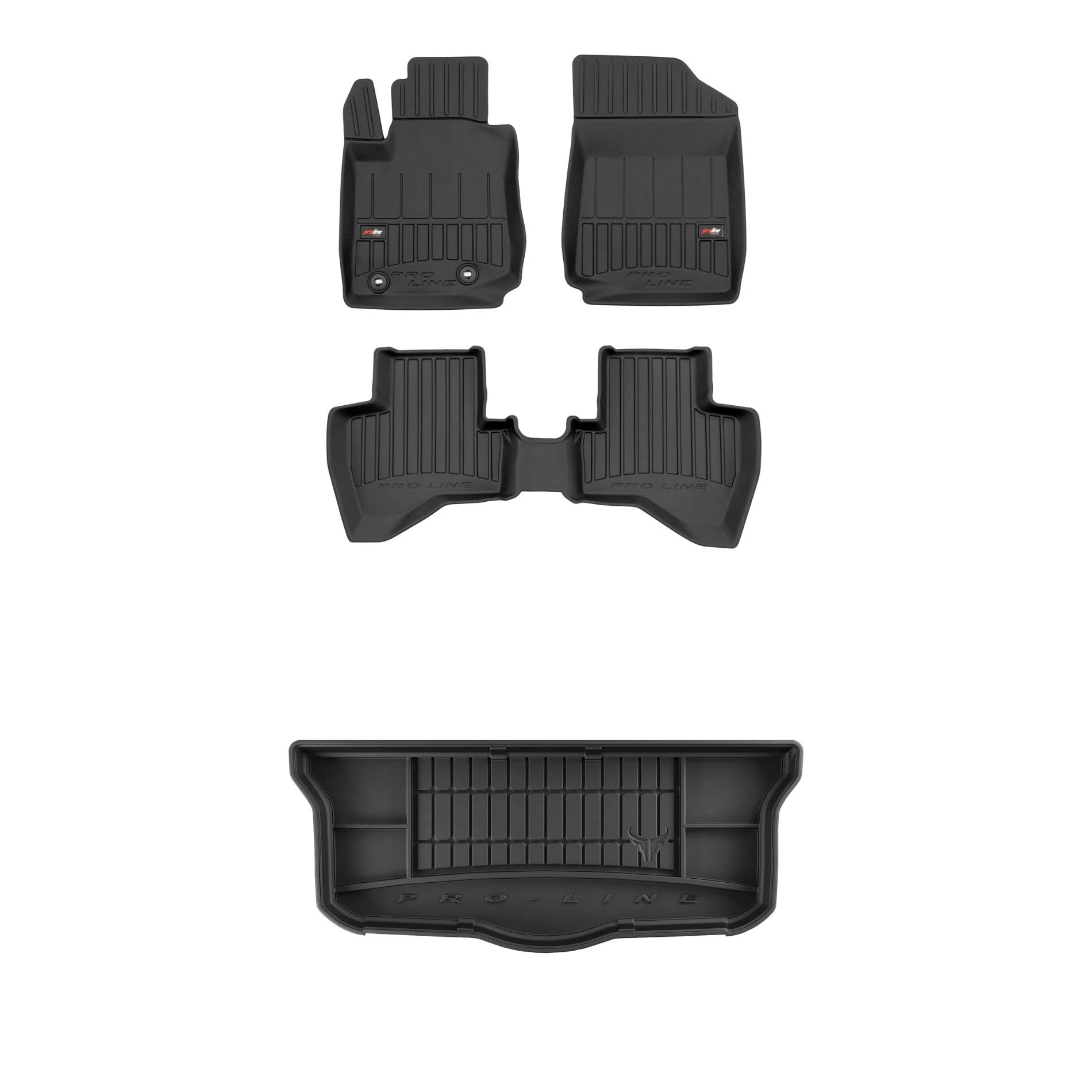 FROGUM ProLine 3D EIN Satz Gummimatten Exklusiven Auto Fußmatten und Kofferraumwanne Kofferraummatte für Toyota Aygo II 2014-2022 | Die höchsten Kanten von Frogum